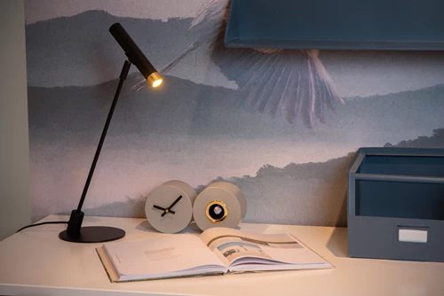 Lucide ALEC - Lampe de bureau - LED 3 StepDim - G9 - 1x3W 2700K - Des anneaux interchangeables inclus - Noir - ambiance 1